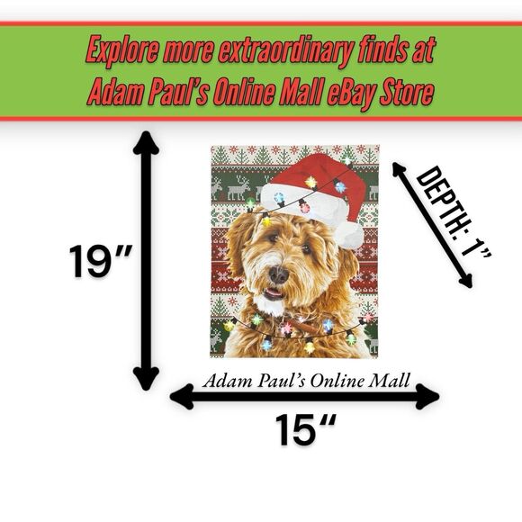 LED Christmas Dog Labradoodle Light-Up Canvas Picture Wall Art Decor 15x19" - Picture 3 of 13